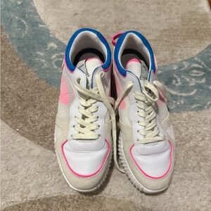 Stylish Women's White and Pink Sneakers